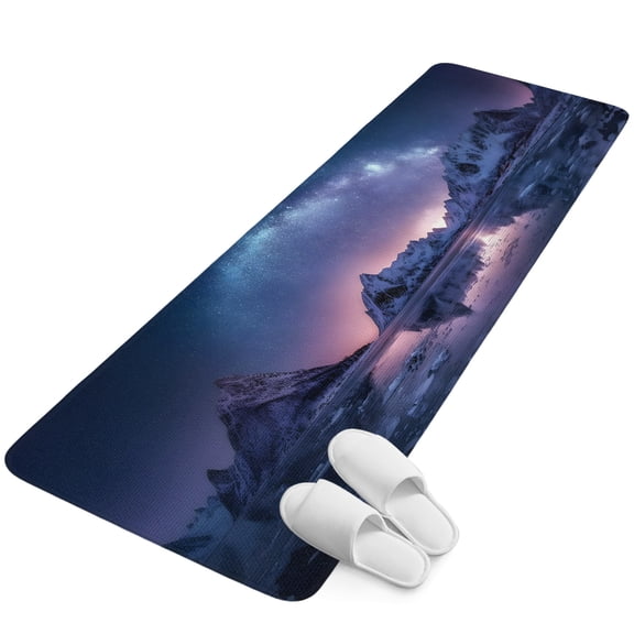 Runner Rug 15.7"x47.2", Blue Purple Mountains Non Slip Backing Floor Mats Area Rugs, Absorbent Muddy Dirt Trapping Carpet for Hallway Entryway Kitchen Bedside Living Room Modern Art Mountain