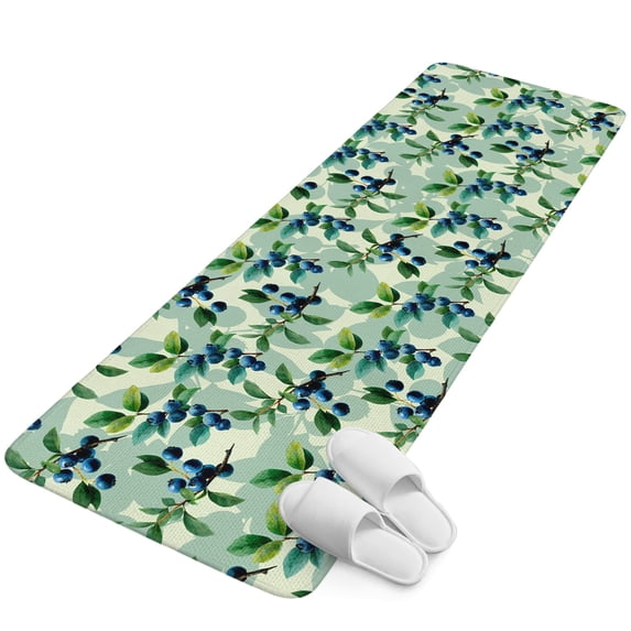 Runner Rug 15.7"x47.2", Blueberry Botanical Non Slip Backing Floor Mats Area Rugs, Absorbent Muddy Dirt Trapping Carpet for Hallway Entryway Kitchen Bedside Living Room Green Spring Leaves Branches
