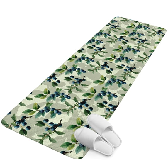 Runner Rug 15.7"x47.2", Blueberry Botanical Non Slip Backing Floor Mats Area Rugs, Absorbent Muddy Dirt Trapping Carpet for Hallway Entryway Kitchen Living Room Spring Leaves Branches Farmhouse