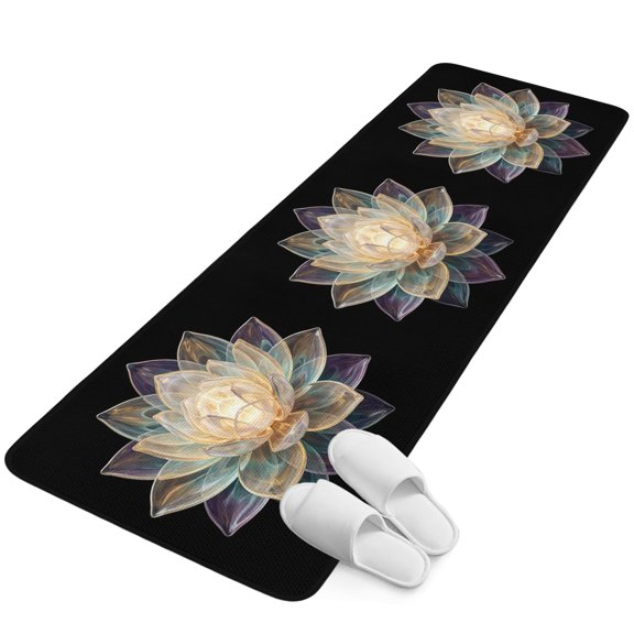 Runner Rug 15.7"x47.2", Crystal Flowers Non Slip Backing Floor Mats Area Rugs, Absorbent Muddy Dirt Trapping Carpet for Hallway Entryway Kitchen Bedside Vintage Colorful Petals Floral Plants