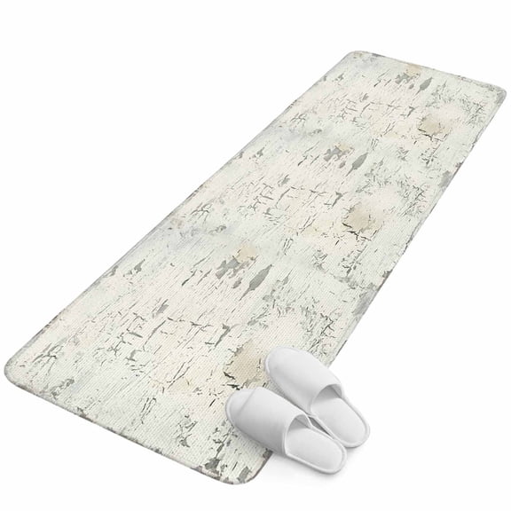 Runner Rug 15.7"x47.2", Grey Beige Vintage Non Slip Backing Floor Mats Area Rugs, Absorbent Muddy Dirt Trapping Carpet for Hallway Entryway Kitchen Bedside Living Room Retro Shabby Wall Textured