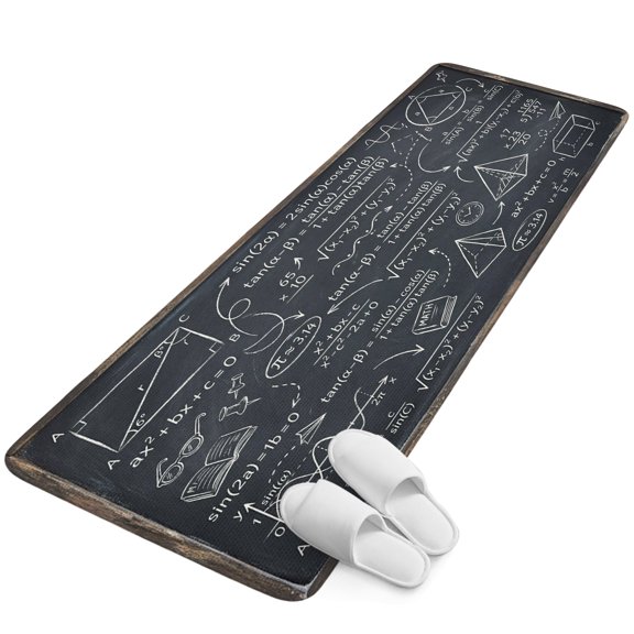 Runner Rug 15.7"x47.2", Mathematics Equations Non Slip Backing Floor Mats Area Rugs, Absorbent Muddy Dirt Trapping Carpet for Hallway Entryway Kitchen Living Room Blackboard Math Numerical Geometric