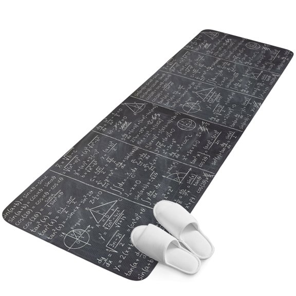 Runner Rug 15.7"x47.2", Mathematics Formulas Non Slip Backing Floor Mats Area Rugs, Absorbent Muddy Dirt Trapping Carpet for Hallway Entryway Kitchen Blackboard with Math Numerical Geometric