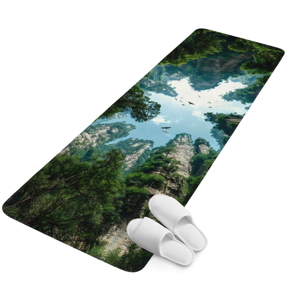 Runner Rug 15.7"x47.2", Mountains Landscape Non Slip Backing Floor Mats Area Rugs, Absorbent Muddy Dirt Trapping Carpet for Hallway Entryway Kitchen Bedside Living Room Nature Sky Clouds Modern
