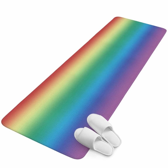 Runner Rug 15.7"x47.2", Rainbow Colors Ombre Cream Non Slip Backing Floor Mats Area Rugs, Absorbent Muddy Dirt Trapping Carpet for Hallway Entryway Kitchen Bedside Modern Abstract Art Aesthetics