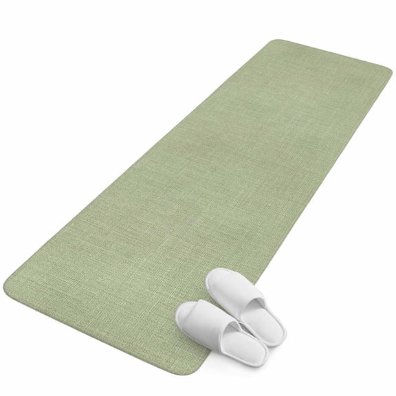 Runner Rug 15.7"x47.2", Sage Green Burlap Texture Non Slip Backing Floor Mats Area Rugs, Absorbent Muddy Dirt Trapping Carpet for Hallway Entryway Kitchen Bedside Farmhouse Vintage Sage Green