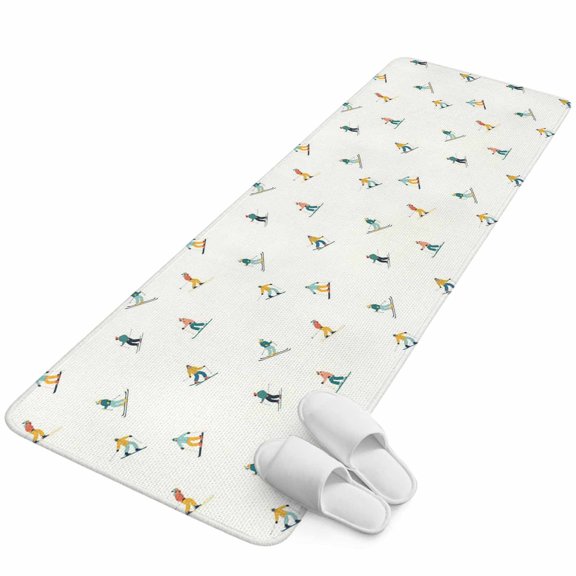 Runner Rug 15.7"x47.2", Skiing Non Slip Backing Floor Mats Area Rugs, Absorbent Muddy Dirt Trapping Carpet for Hallway Entryway Kitchen Bedside Winter Snow Ski Sports Cartoon Boys Girls Skier