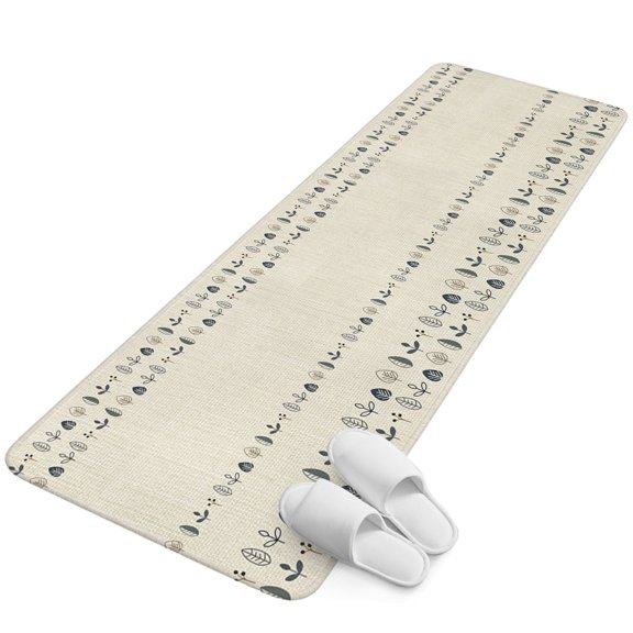 Runner Rug 15.7"x47.2", Vintage Botanical Non Slip Backing Floor Mats Area Rugs, Absorbent Muddy Dirt Trapping Carpet for Hallway Entryway Kitchen Living Room Herb on Beige Leaves Retro Country