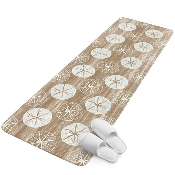 Runner Rug 2.62'x5.25', Coastal Ocean Non Slip Backing Floor Mats Soft Area Rugs, Absorbent Muddy Dirt Trapping Carpet for Entryway Hallway Kitchen Bedroom Nautical Beach Sand Dollars Brown
