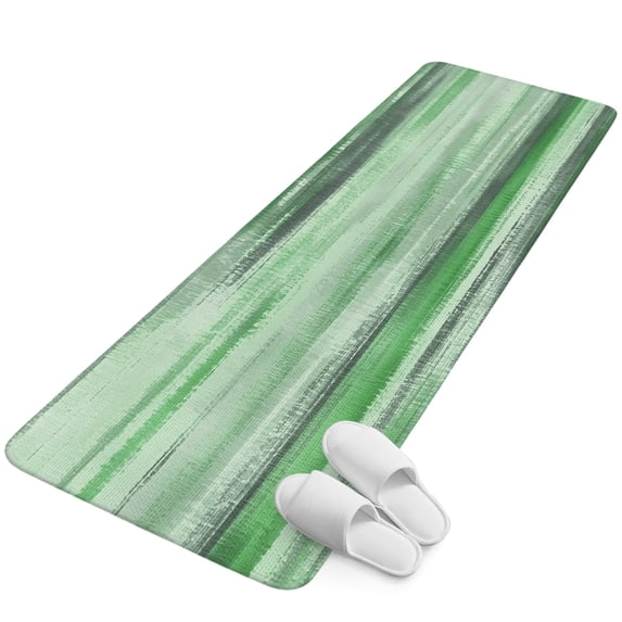 Runner Rug 2.62'x5.25', Green Grey Ombre Non Slip Backing Floor Mats Soft Area Rugs, Absorbent Muddy Dirt Trapping Carpet for Entryway Hallway Kitchen Bedroom Vintage Shabby Green Abstract Art