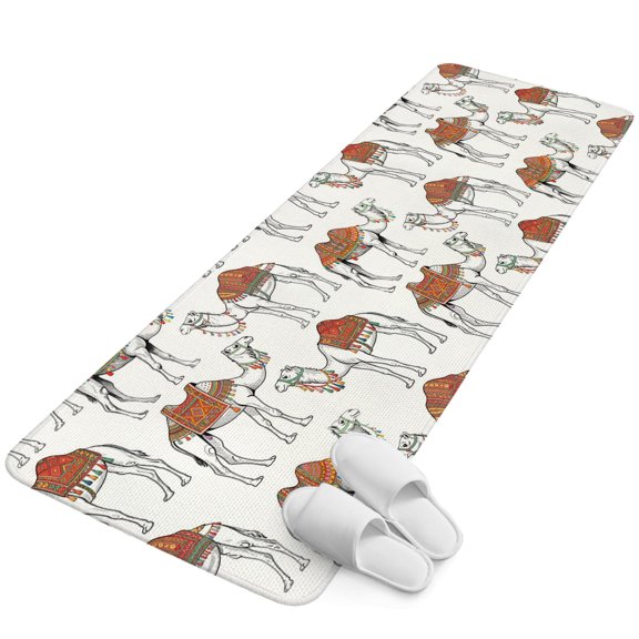Runner Rug 2.62'x5.25', Sand Camel Non Slip Backing Floor Mats Soft Area Rugs, Absorbent Muddy Dirt Trapping Carpet for Entryway Hallway Kitchen Bedroom Vintage Farmhouse Desert Animals Camel