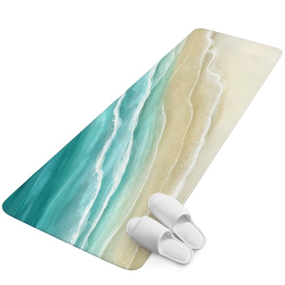 Runner Rug 2.62'x5.25', Turquoise Beach Coastal Non Slip Backing Floor Mats Soft Area Rugs, Absorbent Muddy Dirt Trapping Carpet for Entryway Hallway Kitchen Bedroom Summer Ocean Nautical Seaside