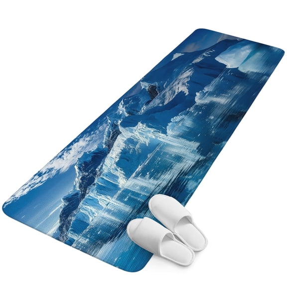 Runner Rug 2.62'x6.56', Blue Mountain Non Slip Backing Floor Mats Soft Area Rugs, Absorbent Muddy Dirt Trapping Carpet for Entryway Hallway Bedroom Kitchen Living Room Modern Art Winter Mountains