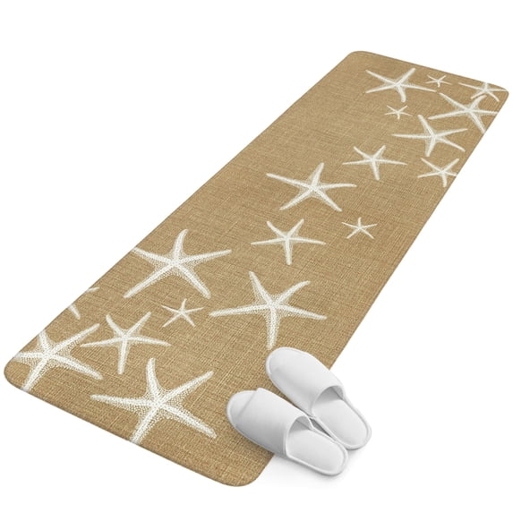 Runner Rug 2.62'x6.56', Coastal Starfish Non Slip Backing Floor Mats Soft Area Rugs, Absorbent Muddy Dirt Trapping Carpet for Entryway Hallway Bedroom Kitchen Summer Beach Nautical Ocean Rustic