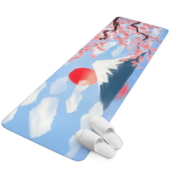 Runner Rug 2.62'x6.56', Flowers Mountain Non Slip Backing Floor Mats Soft Area Rugs, Absorbent Muddy Dirt Trapping Carpet for Entryway Hallway Bedroom Kitchen Spring Sun Floral Nature Scenery