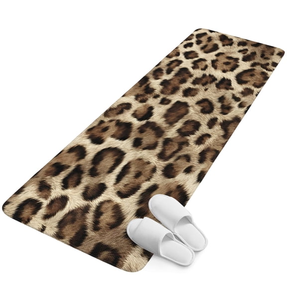 Runner Rug 2.62'x6.56', Leopard Non Slip Backing Floor Mats Soft Area Rugs, Absorbent Muddy Dirt Trapping Carpet for Entryway Hallway Bedroom Kitchen Living Room Farmhouse Retro Classic Brown