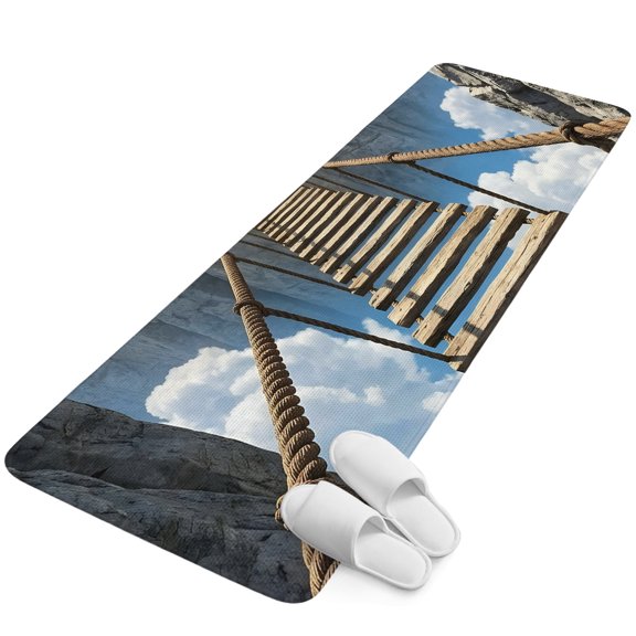 Runner Rug 2.62'x6.56', Suspension Bridge Non Slip Backing Floor Mats Soft Area Rugs, Absorbent Muddy Dirt Trapping Carpet for Entryway Hallway Bedroom Kitchen Living Room Cloudscape Mountain Peaks