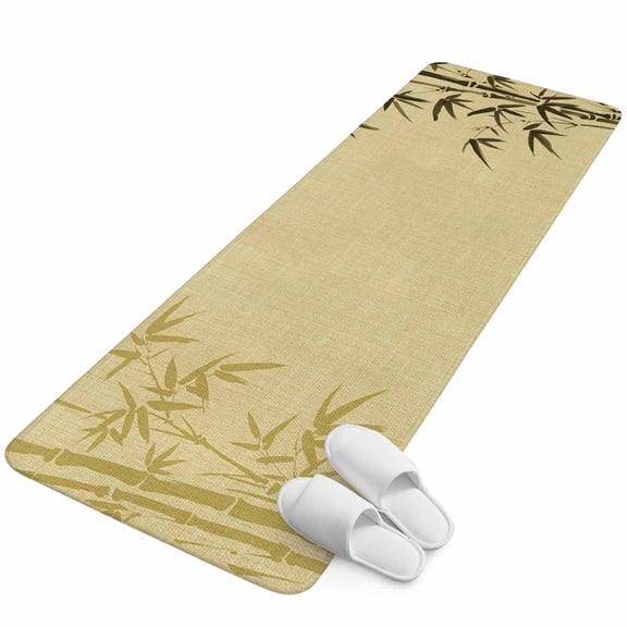Runner Rug 2.62'x6.56', Vintage Bamboos Non Slip Backing Floor Mats Soft Area Rugs, Absorbent Muddy Dirt Trapping Carpet for Entryway Hallway Bedroom Kitchen Living Room Ink Painting Retro Art Rustic