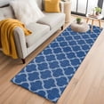 thumbnail image 1 of Runner Rug 2 x 6 Ft, Dark Blue Morocco Washable Non-Slip Floor Mat for Kitchen Hallway/Entryway, Ethnic Abstract Geometric Quatrefoil Grid Long Kitchen Runner Area Rugs for Living Room, Low-Profile, 1 of 8