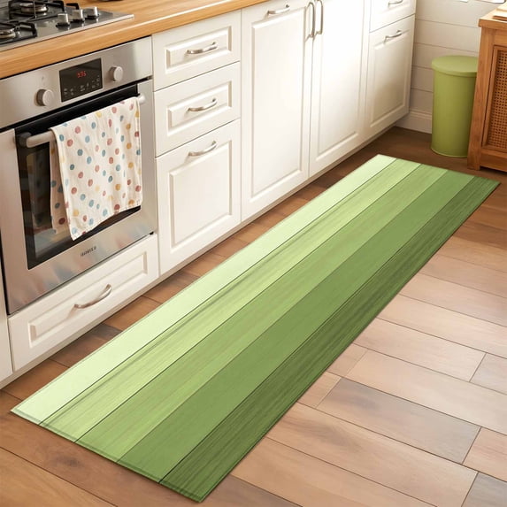 Runner Rug 2 x 6 Ft, Green Wood Grain Washable Non-Slip Floor Mat for Kitchen Hallway/Entryway, Ombre Rustic Retro Wooden Plank Long Kitchen Runner Area Rugs for Living Room, Low-Profile