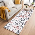 thumbnail image 1 of Runner Rug 2 x 6 Ft, Grey Red Botanical Washable Non-Slip Floor Mat for Kitchen Hallway/Entryway, Watercolor Spring Floral Summer Leaf Long Kitchen Runner Area Rugs for Living Room, Low-Profile, 1 of 8