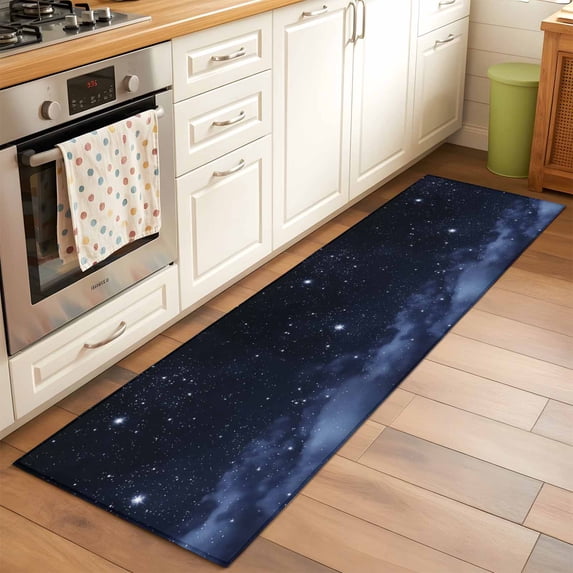 Runner Rug 2 x 6 Ft, Ombre Blue Washable Non-Slip Floor Mat for Kitchen Hallway/Entryway, Modern Abstract Sky Landscape Long Kitchen Runner Area Rugs for Living Room, Low-Profile