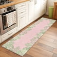 thumbnail image 1 of Runner Rug 2 x 6 Ft, Pink Leaves Washable Non-Slip Floor Mat for Kitchen Hallway/Entryway, Green Summer Botanical Pastoral Long Kitchen Runner Area Rugs for Living Room, Low-Profile, 1 of 7