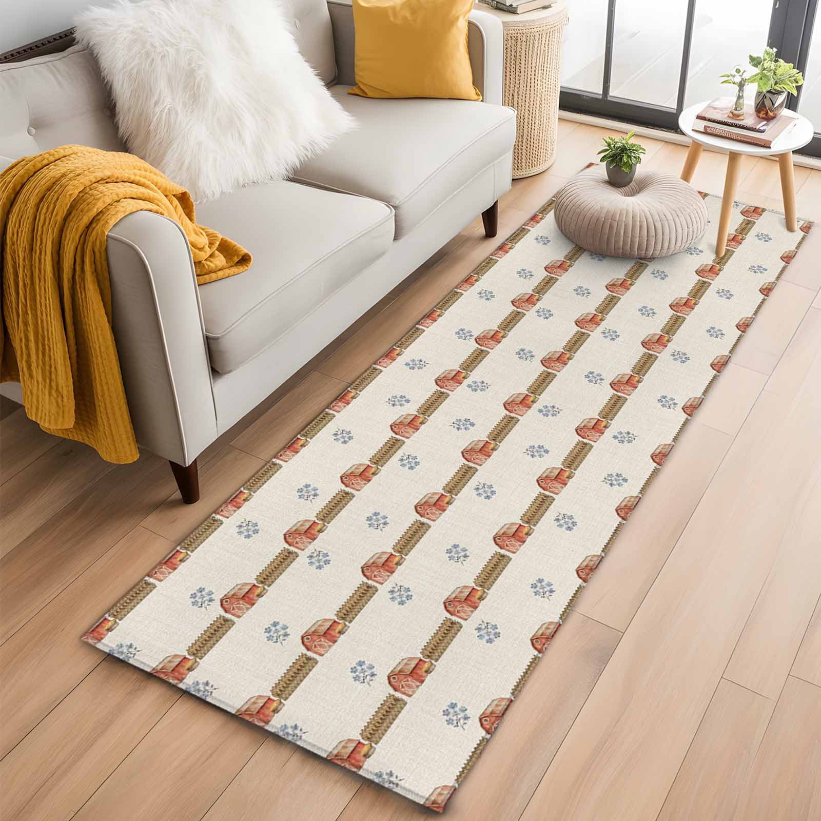 Runner Rug 2 x 6 Ft, Red Barn Fall Washable Non-Slip Floor Mat for ...