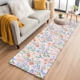 thumbnail image 1 of Runner Rug 2 x 6 Ft, Spring Wildflowers Washable Non-Slip Floor Mat for Kitchen Hallway/Entryway, Botanical Watercolor Floral Leaf Plant Long Kitchen Runner Area Rugs for Living Room, Low-Profile, 1 of 8