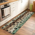 thumbnail image 1 of Runner Rug 2 x 6 Ft, Teal Brown Washable Non-Slip Floor Mat for Kitchen Hallway/Entryway, Pet Paw Printed Farmhouse Dog Claws Wood Grain Long Kitchen Runner Area Rugs for Living Room, Low-Profile, 1 of 7