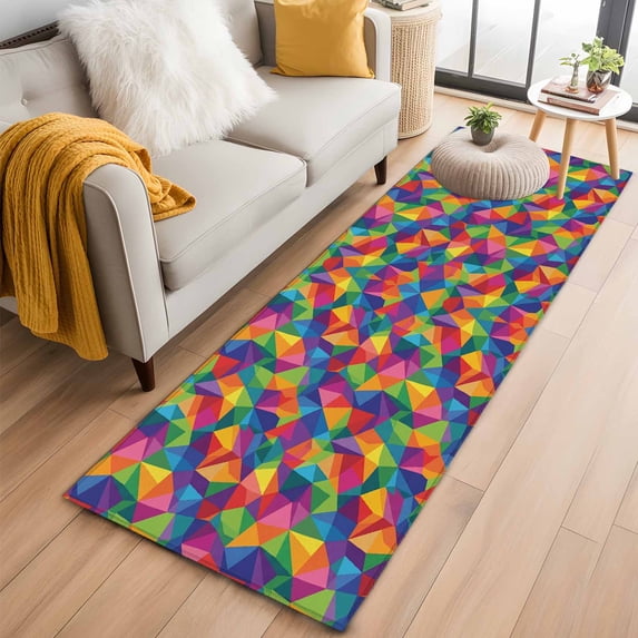 Runner Rug 2'x6', Colorful Geometric Washable Non-Slip Hallway Runner Rugs, Modern Multicolor Abstract Motifs Bedside Rugs Floor Mats Carpet Runners for Kitchen Bathroom Laundry Room