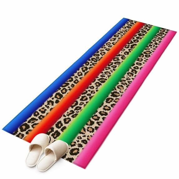 Runner Rug 2'x6' Colorful Leopard Print Hallway Runner Rugs Washable Non-Slip Bedside Floor Mats Carpet for Kitchen Bedroom Laundry Room Bathroom