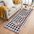 thumbnail image 1 of Runner Rug 2'x6', Easter Bunny Roses Washable Non-Slip Hallway Runner Rugs, Pink Floral Spring Black Buffalo Plaid Bedside Rugs Floor Mats Carpet Runners for Kitchen Bathroom Laundry Room, 1 of 8