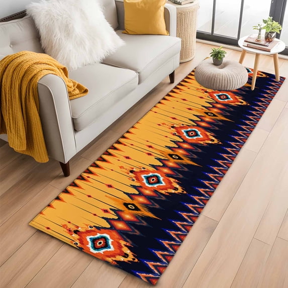 Runner Rug 2'x6', Ethnic Boho Washable Non-Slip Hallway Runner Rugs, Vintage Abstract Geometric Textured Bedside Rugs Floor Mats Carpet Runners for Kitchen Bathroom Laundry Room