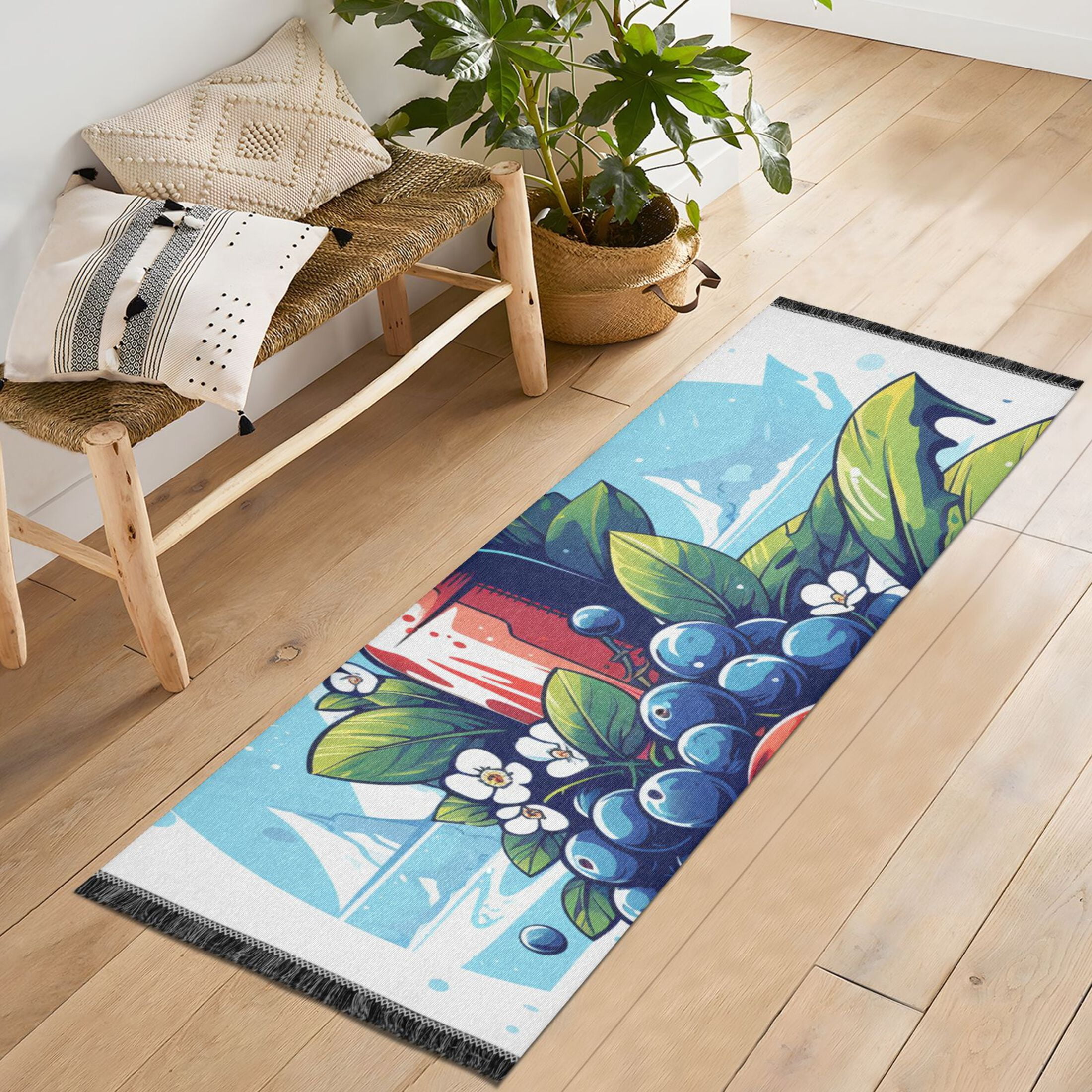 Runner Rug 2'x6' Hallway Area Rugs Fruits Abstract Vintage Non Slip ...