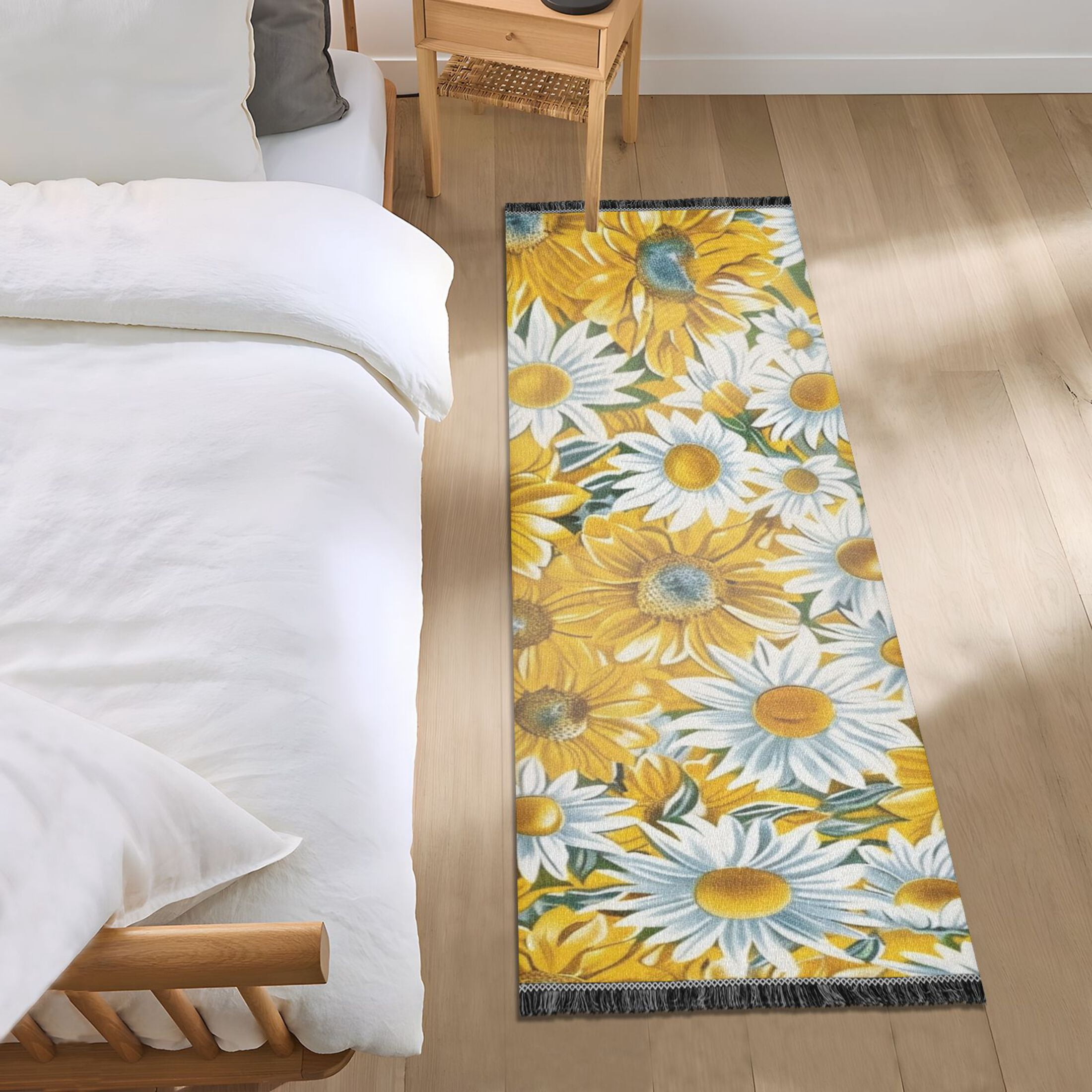 Runner Rug 2'x6' Hallway Area Rugs Sunflowers Yellow Vintage Non Slip ...
