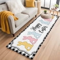 thumbnail image 1 of Runner Rug 2'x6', Happy Easter Washable Non-Slip Hallway Runner Rugs, Cute Lovely Colorful Rabbits Black White Plaid Bedside Rugs Floor Mats Carpet Runners for Kitchen Bathroom Laundry Room, 1 of 8