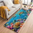 thumbnail image 1 of Runner Rug 2'x6', Ocean Sea Turtle Washable Non-Slip Hallway Runner Rugs, Blue Coastal Fish Coral Jellyfish Marine Life Bedside Rugs Floor Mats Carpet Runners for Kitchen Bathroom Laundry Room, 1 of 8