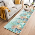 thumbnail image 1 of Runner Rug 2'x6', Ocean Starfish Seaweed Washable Non-Slip Hallway Runner Rugs, Summer Coastal Beach Shell Coral Teal Bedside Rugs Floor Mats Carpet Runners for Kitchen Bathroom Laundry Room, 1 of 8