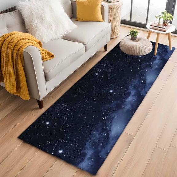 Runner Rug 2'x6', Ombre Blue Washable Non-Slip Hallway Runner Rugs, Modern Abstract Sky Landscape Bedside Rugs Floor Mats Carpet Runners for Kitchen Bathroom Laundry Room