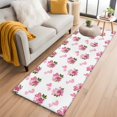 thumbnail image 1 of Runner Rug 2'x6', Pink Roses Washable Non-Slip Hallway Runner Rugs, Valentine's Day Flowers Love White Romantic Bedside Rugs Floor Mats Carpet Runners for Kitchen Bathroom Laundry Room, 1 of 8