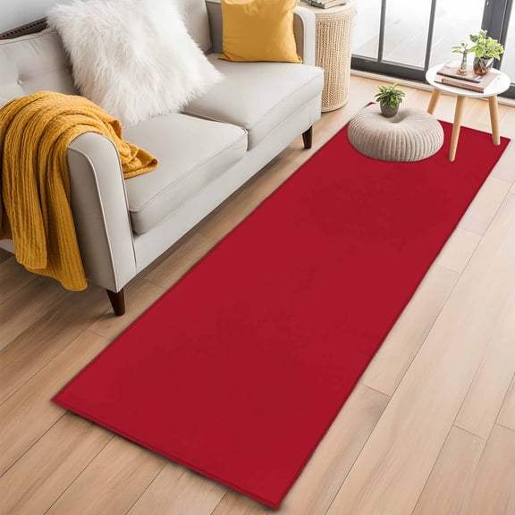 Runner Rug 2'x6', Pure Red Washable Non-Slip Hallway Runner Rugs, Simple Solid Color Bedside Rugs Floor Mats Carpet Runners for Kitchen Bathroom Laundry Room