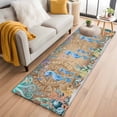 thumbnail image 1 of Runner Rug 2'x6', Seahorse Coastal Washable Non-Slip Hallway Runner Rugs, Summer Nautical Starfish Coral Brown Anchor Bedside Rugs Floor Mats Carpet Runners for Kitchen Bathroom Laundry Room, 1 of 8