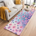 thumbnail image 1 of Runner Rug 2'x6', Spring Floral Washable Non-Slip Hallway Runner Rugs, Purple Pink Blue Flower Botanical Ombre Bedside Rugs Floor Mats Carpet Runners for Kitchen Bathroom Laundry Room, 1 of 8