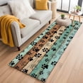thumbnail image 1 of Runner Rug 2'x6', Teal Blue Brown Washable Non-Slip Hallway Runner Rugs, Rustic Farmhouse Dog Paw Vintage Bedside Rugs Floor Mats Carpet Runners for Kitchen Bathroom Laundry Room, 1 of 8