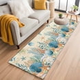 thumbnail image 1 of Runner Rug 2'x6', Teal Blue Coastal Washable Non-Slip Hallway Runner Rugs, Summer Beach Starfish Shell Coral Nautical Retro Bedside Rugs Floor Mats Carpet Runners for Kitchen Bathroom Laundry Room, 1 of 8