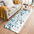 thumbnail image 1 of Runner Rug 2'x6', Teal Blue Leaves Washable Non-Slip Hallway Runner Rugs, Summer Botanical Bedside Rugs Floor Mats Carpet Runners for Kitchen Bathroom Laundry Room, 1 of 8