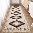 thumbnail image 1 of Runner Rug 2'x6', Washable Hallway Farmhouse Area Rug, Kitchen Floor Mat with Tassels, Tufted Cotton Woven Entryway Carpet, Brown, 1 of 16