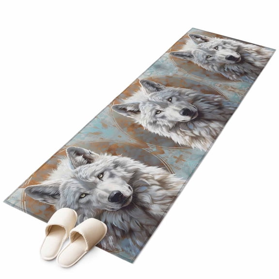 Runner Rug 2'x6' White Wolf Hallway Runner Rugs Washable Non-Slip Bedside Floor Mats Carpet for Kitchen Bedroom Laundry Room Bathroom
