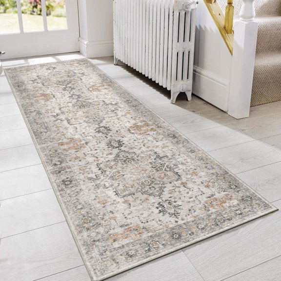 Runner Rug 2x5 Non Slip Machine Washable Vintage Hallway Runner Rug, Rugs for Entryway, Hallway, Kitchen and Corridor, Light Taupe Brown